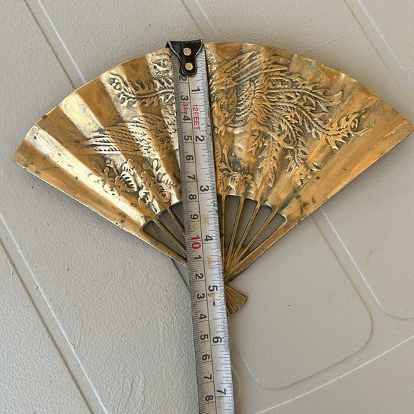 Decorative Solid Brass Phoenix bird Hand Fan. - Picture 3 of 4